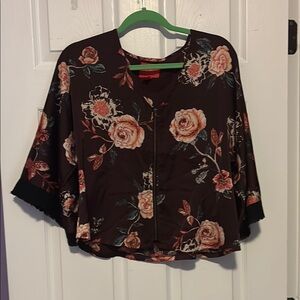 Floral Kimono Top with Zipper